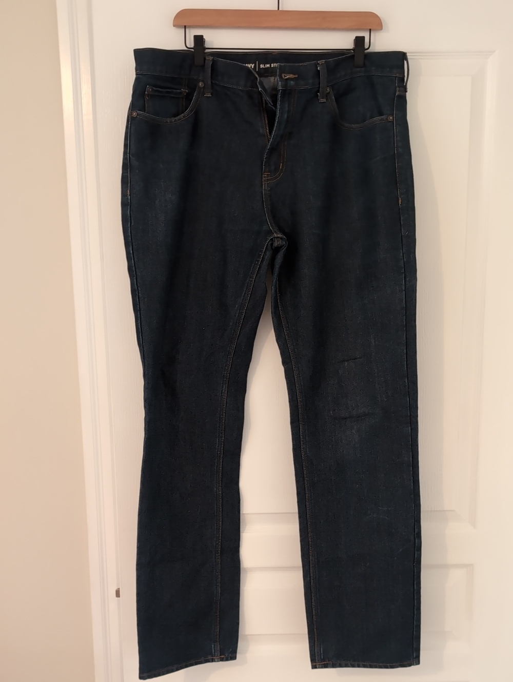 Old Navy Men’s Slim Straight Jeans - Indigo Blue with Contrast Stitching